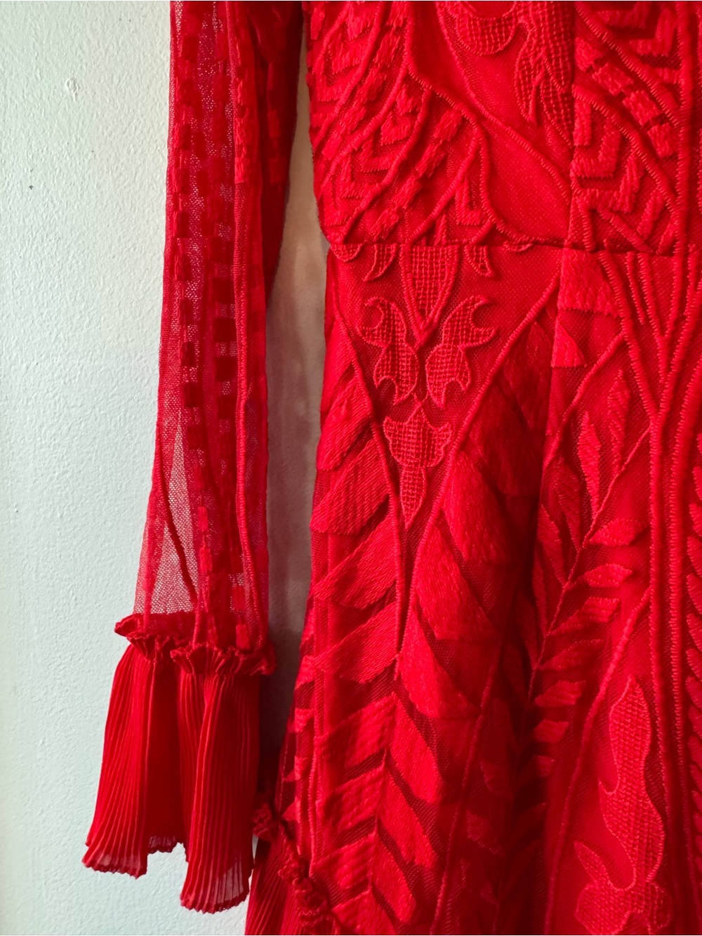 Hello Molly Red Embroidered Long-Sleeve Mini Dress - Picture 3 of 5